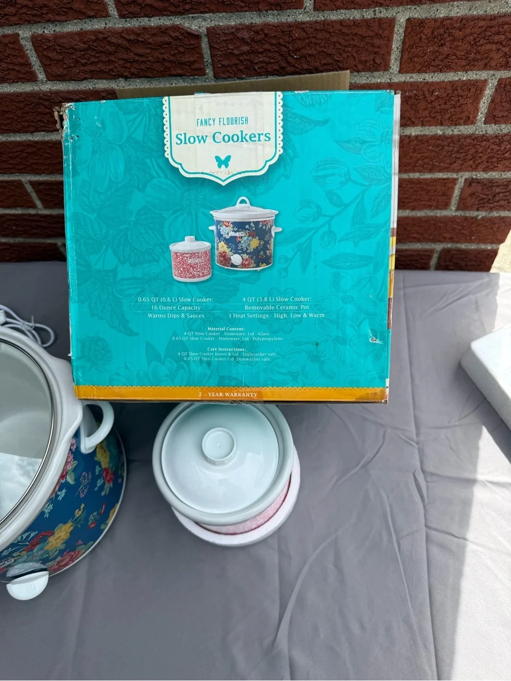 Pioneer Woman Fancy Flourish 4 Qt & Mini Slow Cooker 2 Pc Set Floral